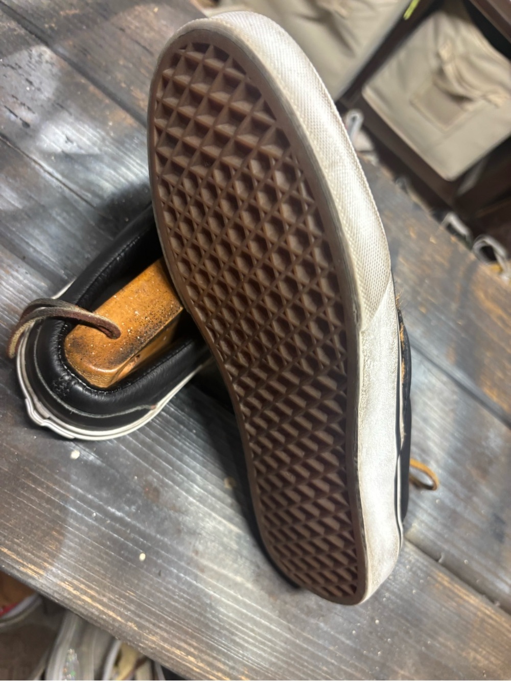 Vans black and beige checkerboard slip-on sneaker size women 9 - Picture 2 of 9